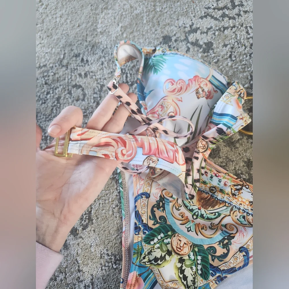 Desigual Baroque Floral Pink and Gold Bikini Set